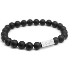 Bracelet papa perles mates personnalisable (acier) - Petits trésors
