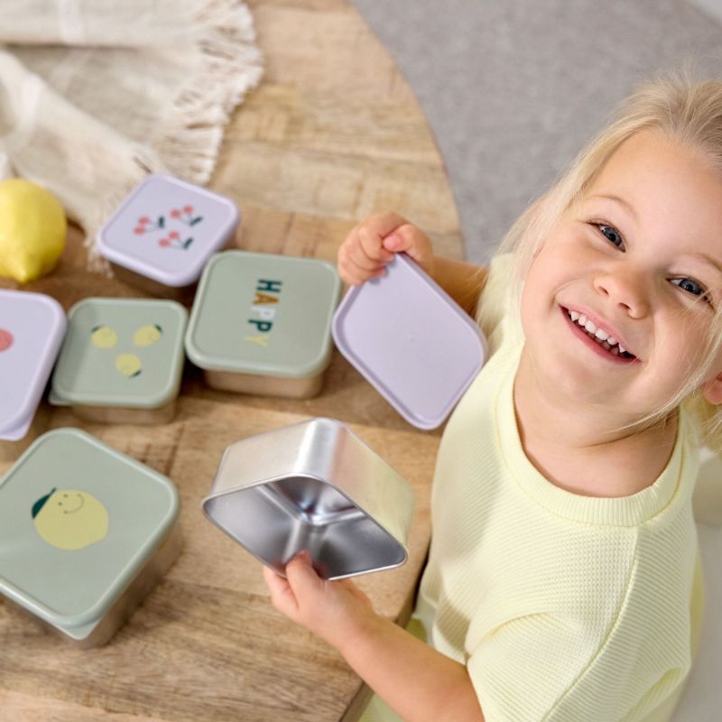 Lot de 3 boîtes à goûter inox Happy Fruits Citron Lässig Ambiance 2