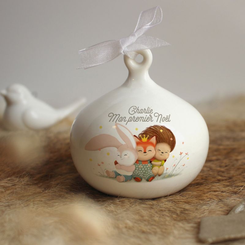 Boule de Noël en porcelaine Câlin (personnalisable) Gaëlle Duval