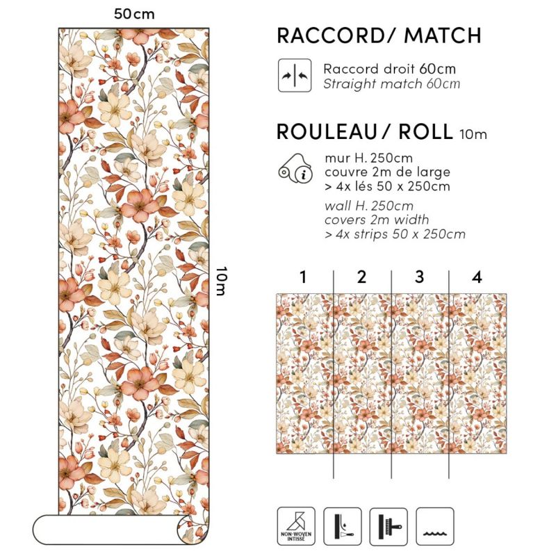 Papier peint Louison fleurs nostalgiques (50 cm x 10m)  Lilipinso Produit 3