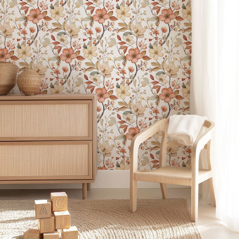 Papier peint Louison fleurs nostalgiques (50 cm x 10m)  Lilipinso Ambiance 4