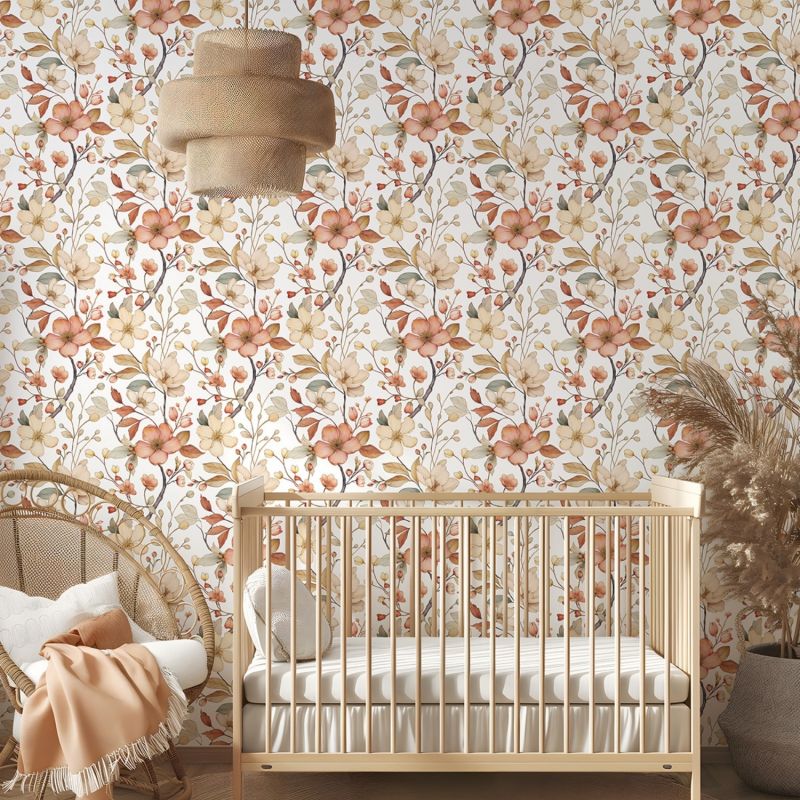 Papier peint Louison fleurs nostalgiques (50 cm x 10m)  Lilipinso Ambiance 5