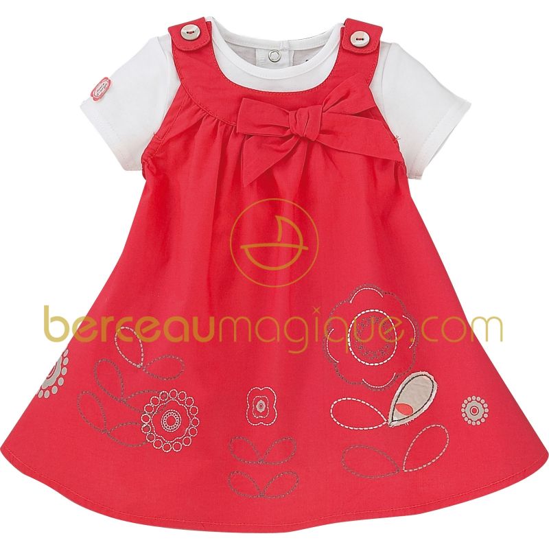 Ensemble T-shirt manches courtes et robe Corail, rouge & co (3 mois au 24 mois) Sucre d'orge