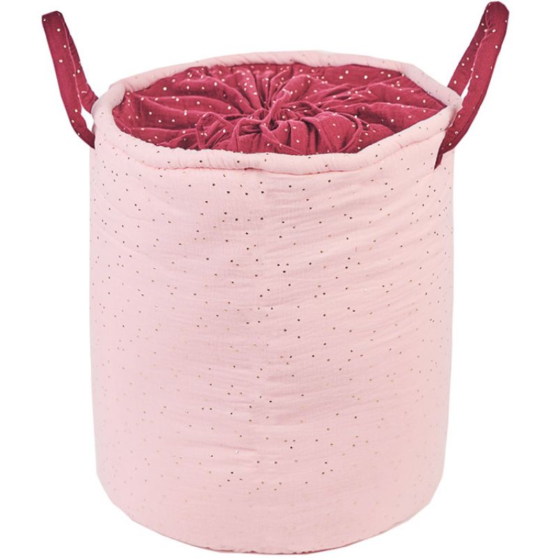 Sac à jouets rose à pois dorés (40 x 45 cm) BB & Co