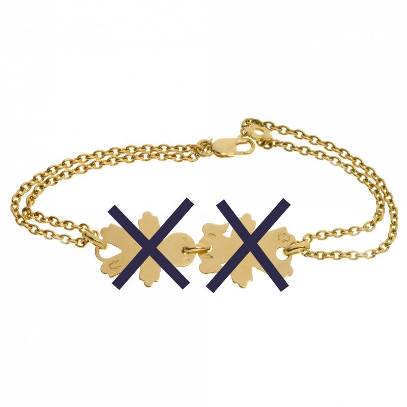 Bracelet double chaînes en remplacement d'un bracelet cordon (or jaune 750° ou or blanc 750°) Loupidou