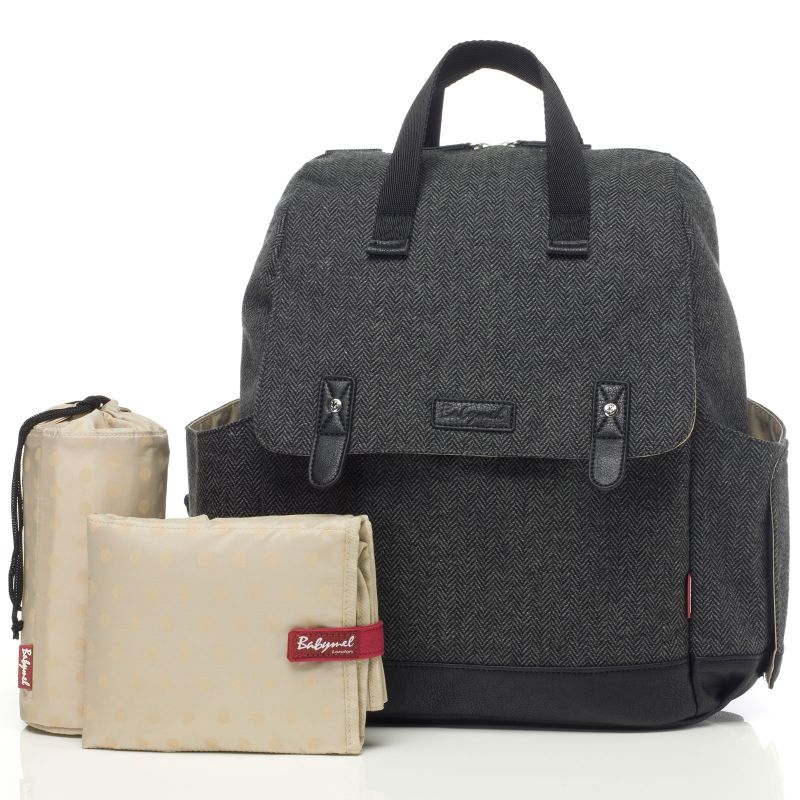Sac à langer Robyn convertible en sac à dos Tweed gris Babymel