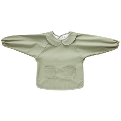 Bavoir tablier col claudine uni vert (3-5 ans)