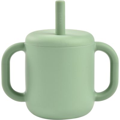 Tasse à paille en silicone vert sauge  par Béaba