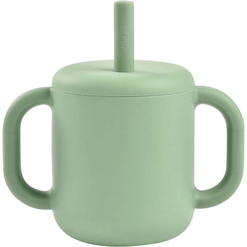 Tasse à paille en silicone vert sauge Béaba