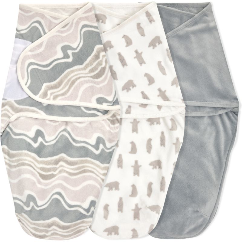 Lot de 3 couvertures d'emmaillotage essentials little woods (0-3 mois) aden + anais