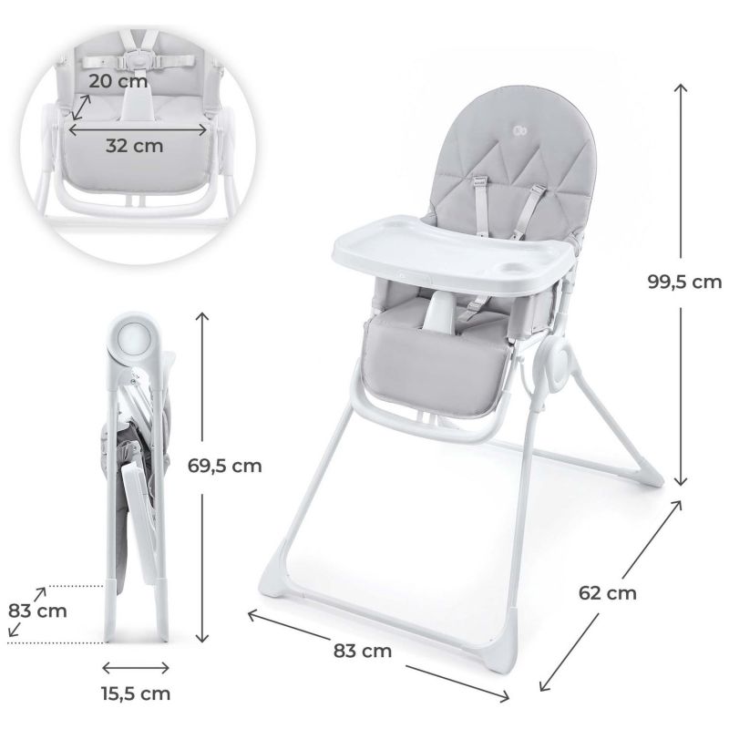 Chaise haute Binci Cool Grey Kinderkraft Produit 7