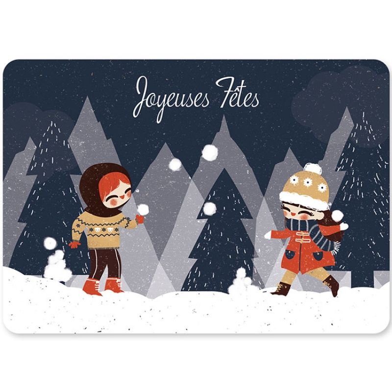 Carte de voeux A6 Joyeuses fêtes Neige Kanzilue