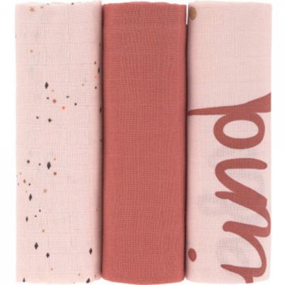 Lot de 3 langes en mousseline More Magic rose (85 x 85 cm) Lässig