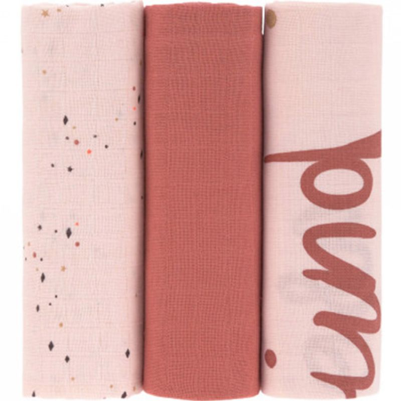 Lot de 3 langes en mousseline More Magic rose (85 x 85 cm) Lässig