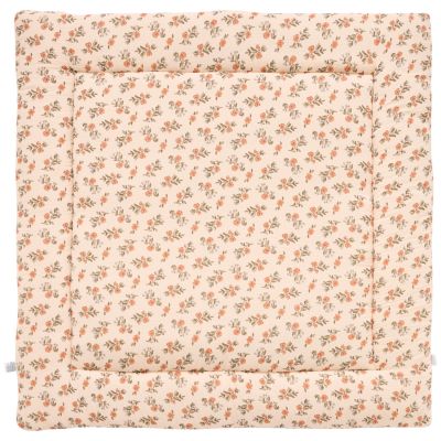 Tapis de jeu réversible et fond de parc fleurs et fausse fourrure beige (100x100 cm) BB & Co