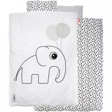 Housse de couette bébé + taie Dots éléphant blanc (100 x 140 cm)  par Done by Deer
