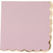 Lot de 16 serviettes en papier rose poudré liseré or  par Arty Fêtes Factory