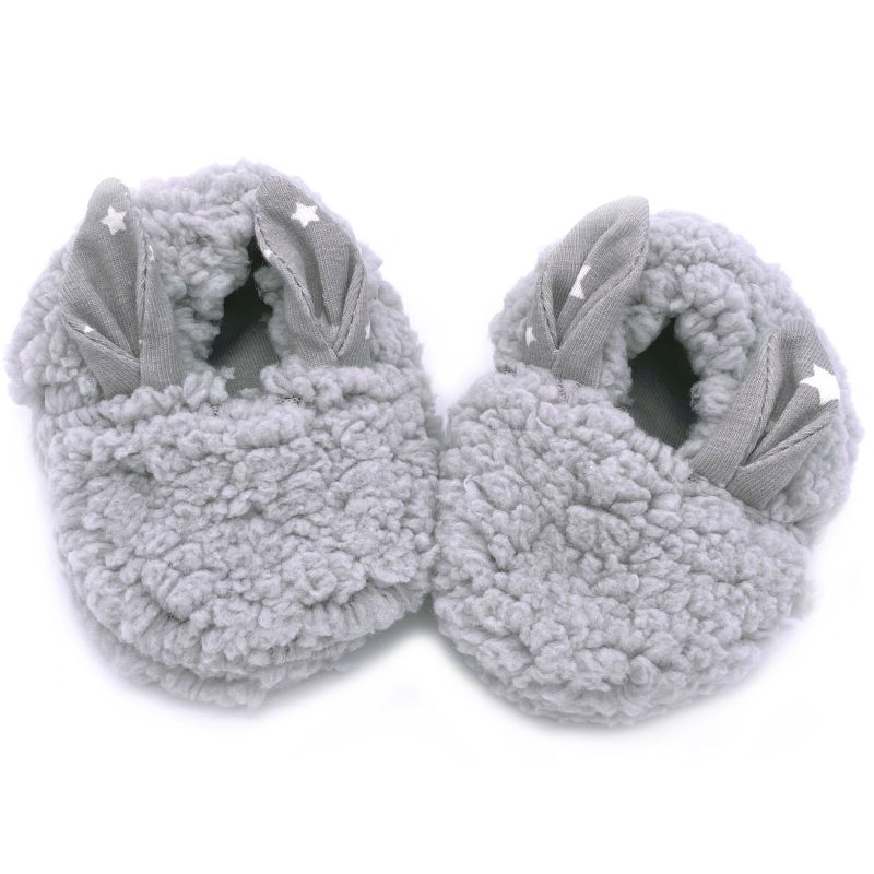 Chaussons de naissance lapin en sherpa gris (0-6 mois) BB & Co
