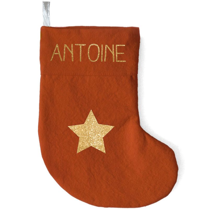 Chaussette de Noël terracotta étoile (personnalisable) Les Griottes