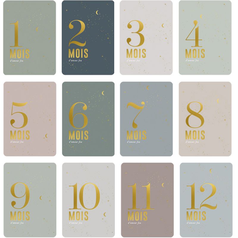 Cartes étapes 1ère année de bébé Céleste (15 cartes) Zakuw