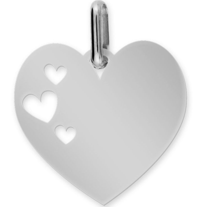 Médaille cœur personnalisable (or blanc 750°) Lucas Lucor