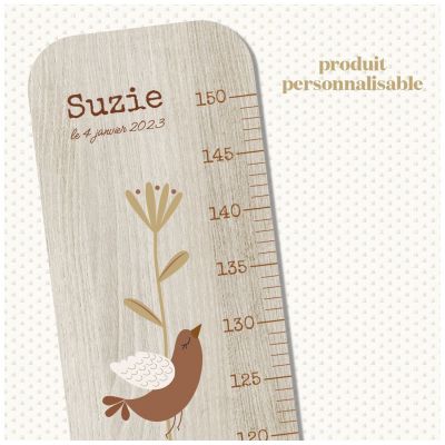 Toise en bois Branche Oiseau Lili Rose personnalisable