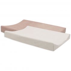 Lot de 2 housses de matelas à langer en éponge Wild Rose-Ivory (50 x 70 cm) - Jollein