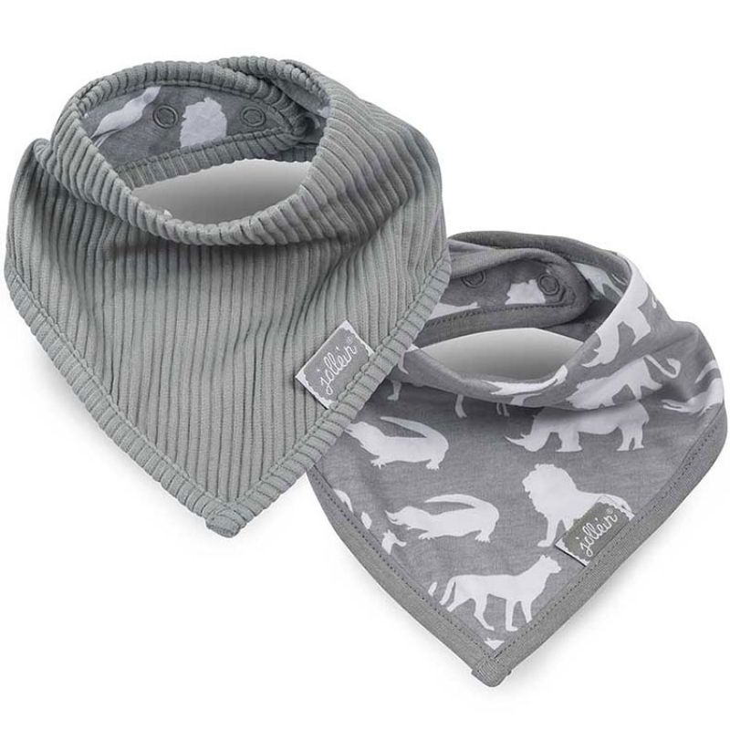 Lot de 2 bavoirs bandana Safari gris Jollein