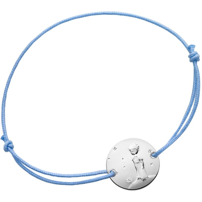 Bracelet Le Petit Prince sur sa planète cordon bleu (argent 950°) Monnaie de Paris