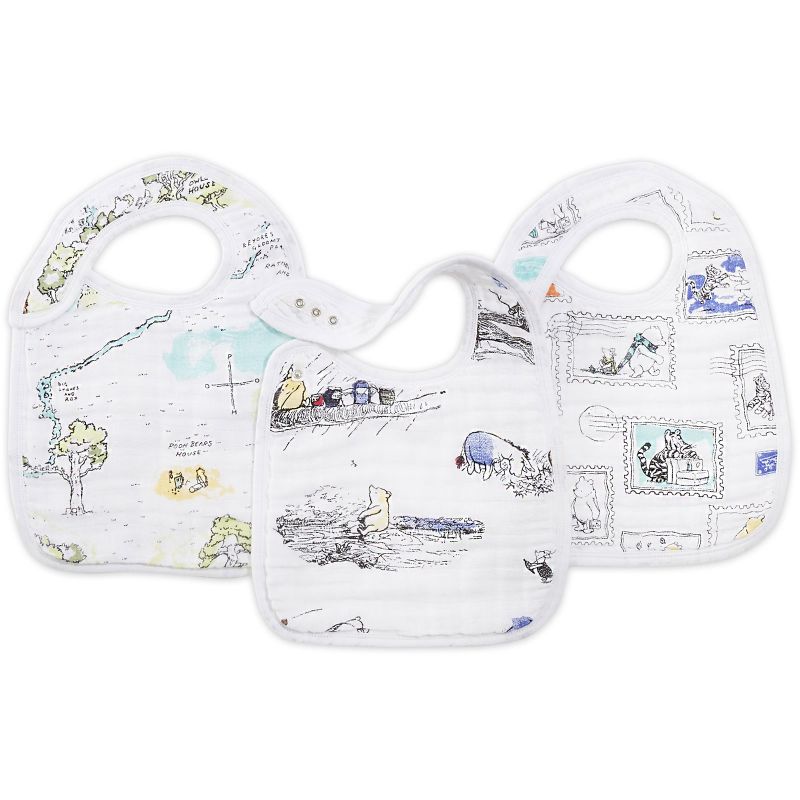Lot de 3 bavoirs à pression classiques Winnie The Pooh aden + anais