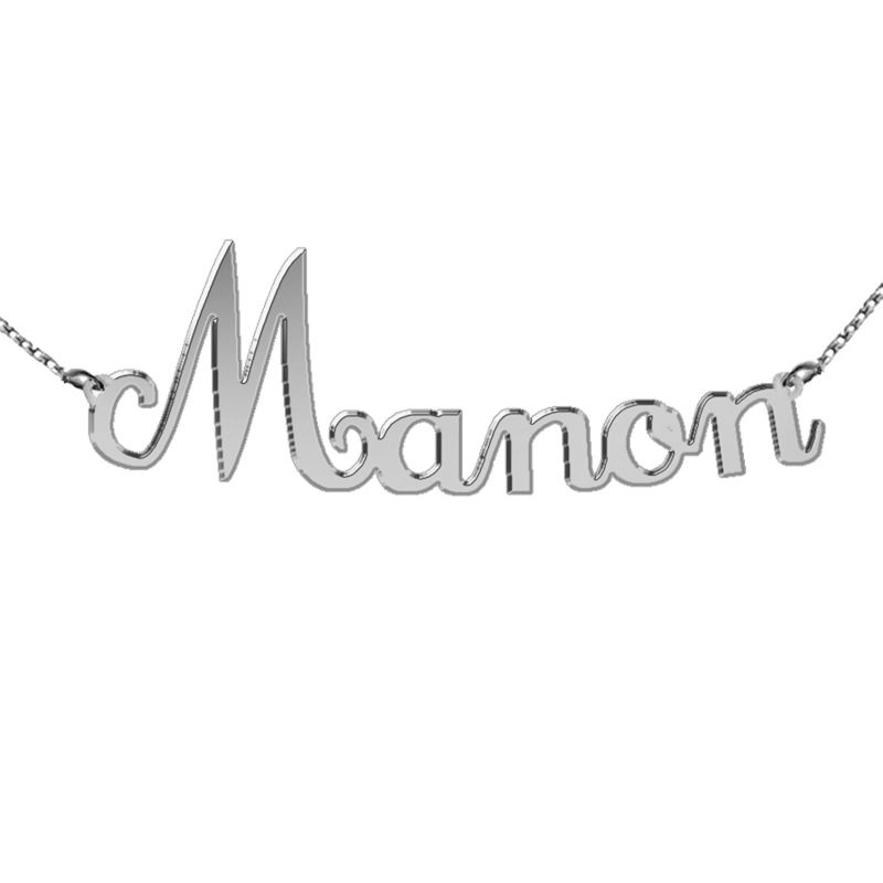 Collier prénom découpé police script (or blanc 375°) Louis de l'Ange