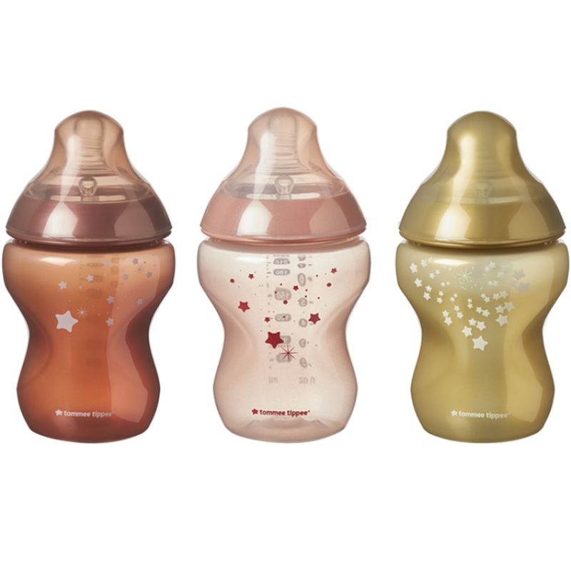Lot de 3 biberons Closer to nature Effet métal précieux (260 ml) Tommee Tippee