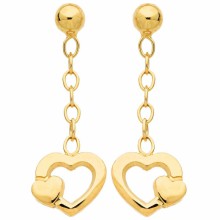 Boucles d'oreilles pendantes Coeurs (or jaune 750°)  par Berceau magique bijoux