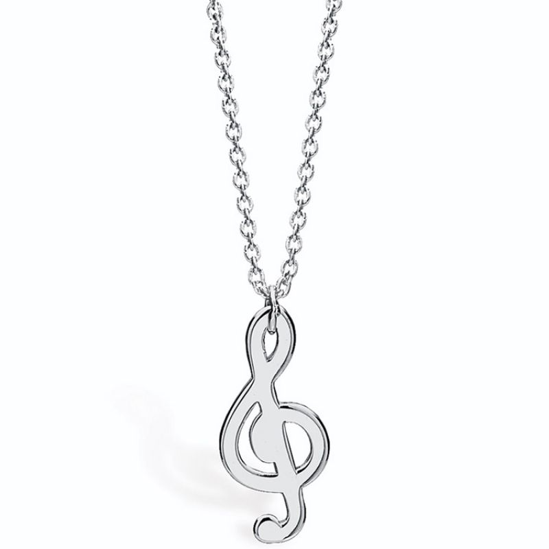 Collier clef de sol (argent 925°) Coquine