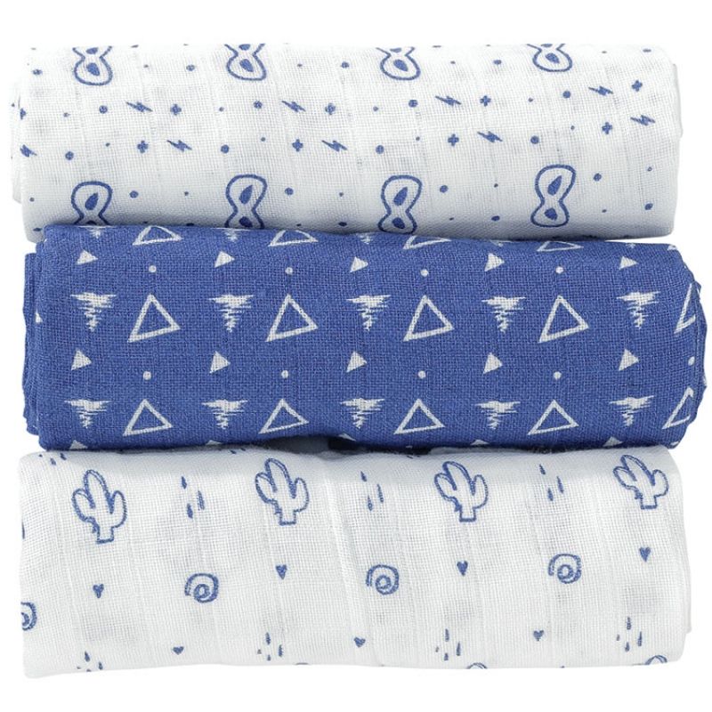 Lot de 3 langes bleus (70 x 70 cm) Trois Kilos Sept