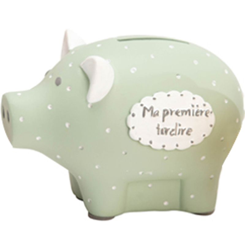 Tirelire cochon Léon le chaton vert d'eau (8 x 12 cm) Amadeus Les Petits