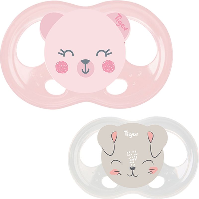 Lot de 2 sucettes physiologiques Soft Touch Friends ours et lapin (0-6 mois) Tigex