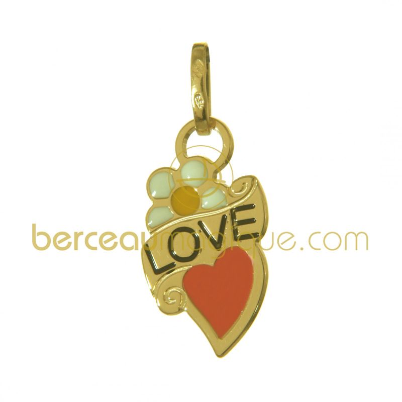 Pendentif Love fleur coeur (Or jaune) Maison Augis