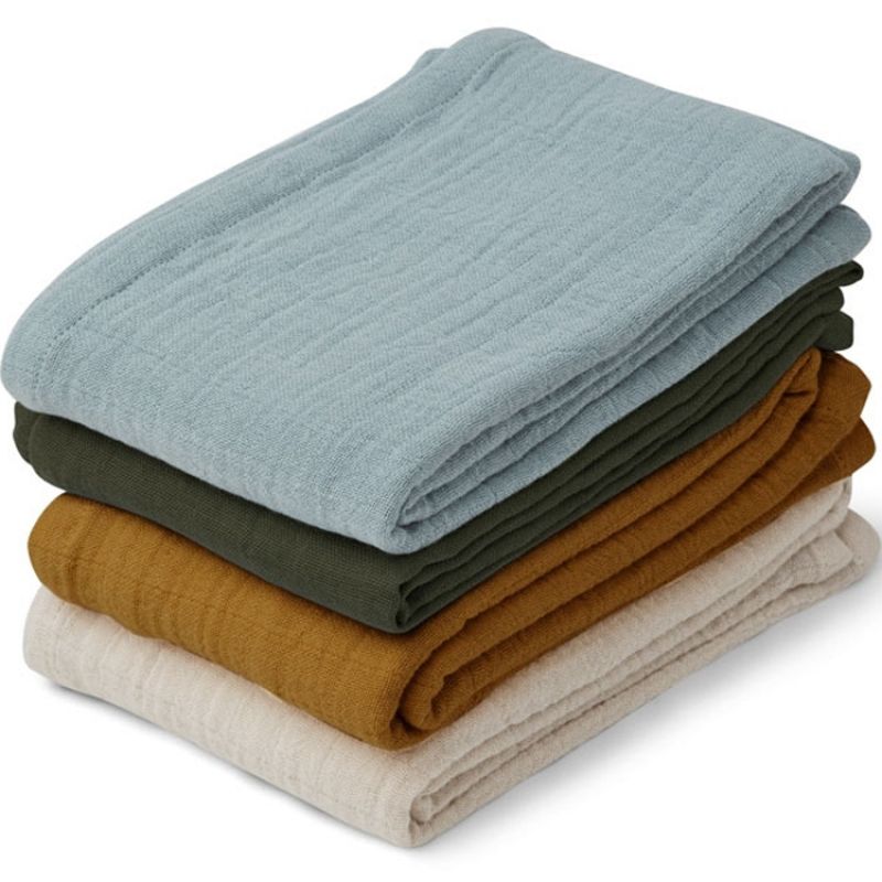 Lot de 4 langes Leon Blue multi mix (65 x 65 cm) Liewood