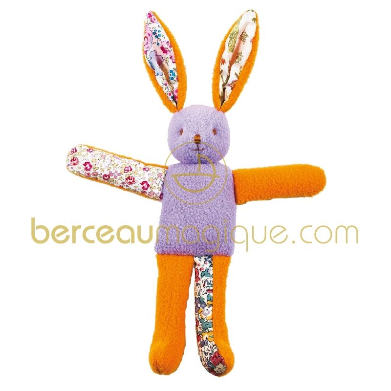 Lapin hochet bicolore orange - parme (20 cm) Trousselier