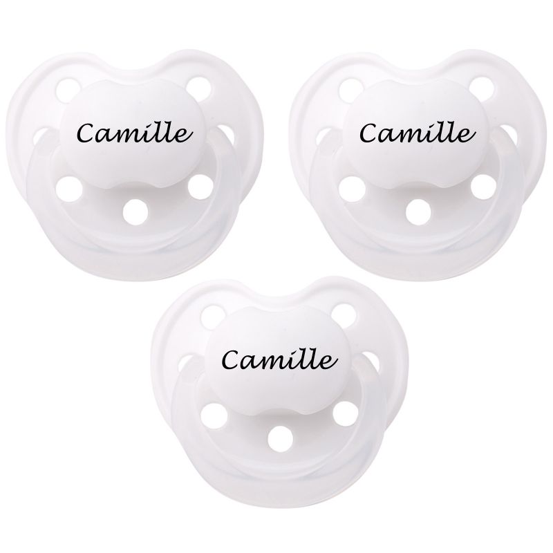 Lot de 3 sucettes personnalisables anatomiques Deluxe blanc en silicone (3-36 mois) Baby Tute
