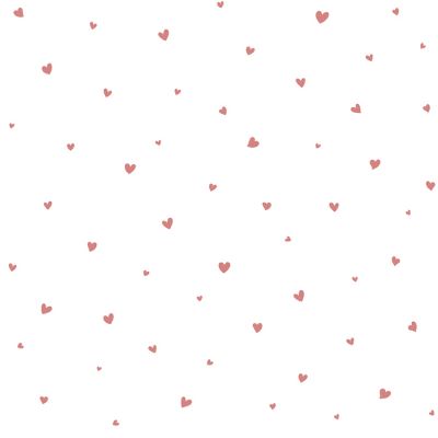 Papier peint intissé Lovely hearts rose (10 m) Lilipinso