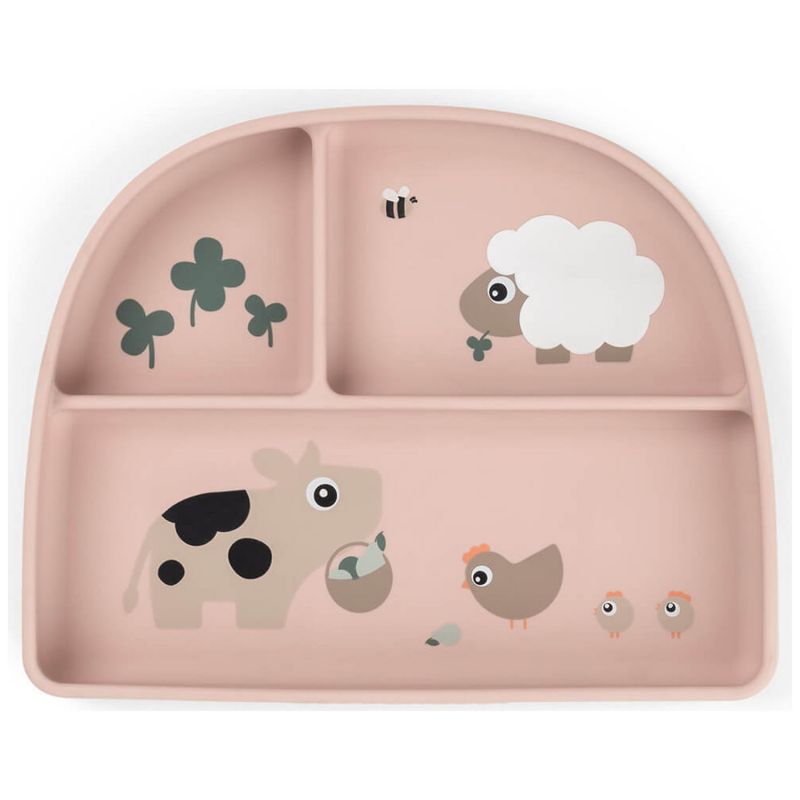 Assiette à compartiments ventouse Tiny farm Rose Done by Deer Produit 2