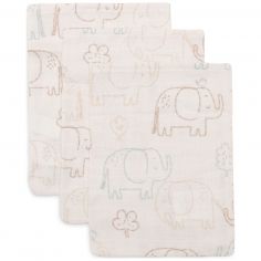 Lot de 3 gants de toilette en gaze de coton Elephant Tales - Jollein