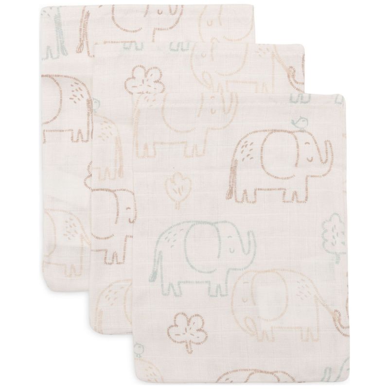 Lot de 3 gants de toilette en gaze de coton Elephant Tales Jollein Produit 1