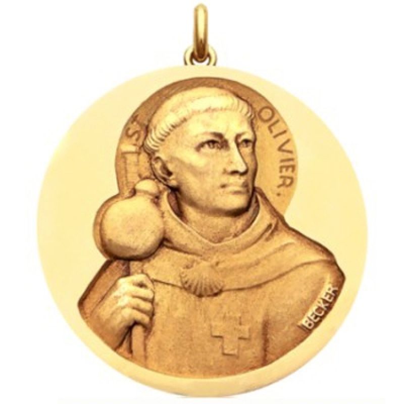 Médaille Saint Olivier (or jaune 750°) Becker