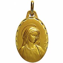 Médaille ovale Vierge 18 mm (or jaune 750°)  par Maison Augis