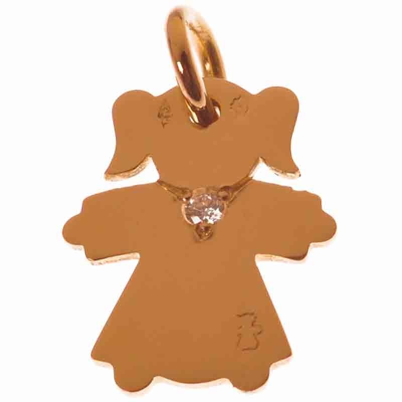 Pendentif Petite fille ou Petit garçon collier diamant 20 mm (or jaune ou or blanc 750°) Loupidou