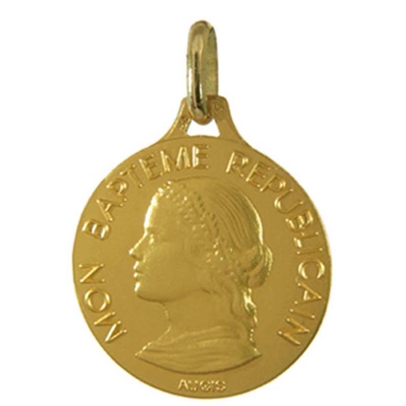 Médaille baptême républicain (or jaune) Maison Augis