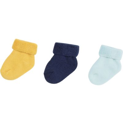 Lot de 3 paires de chaussettes jaune et bleu (0-6 mois)  par Trois Kilos Sept